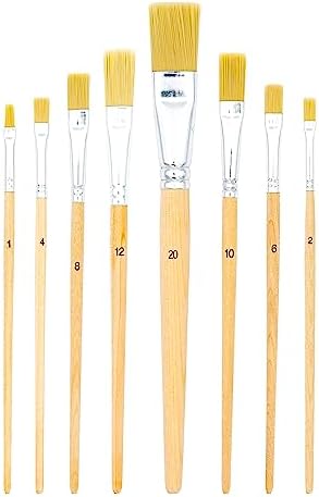 TSI 8-częściowy zestaw pędzli z włosia (rozmiary 1, 2, 4, 6, 8, 10, 12 i 20), trzonek naturalny, nr art. 49209