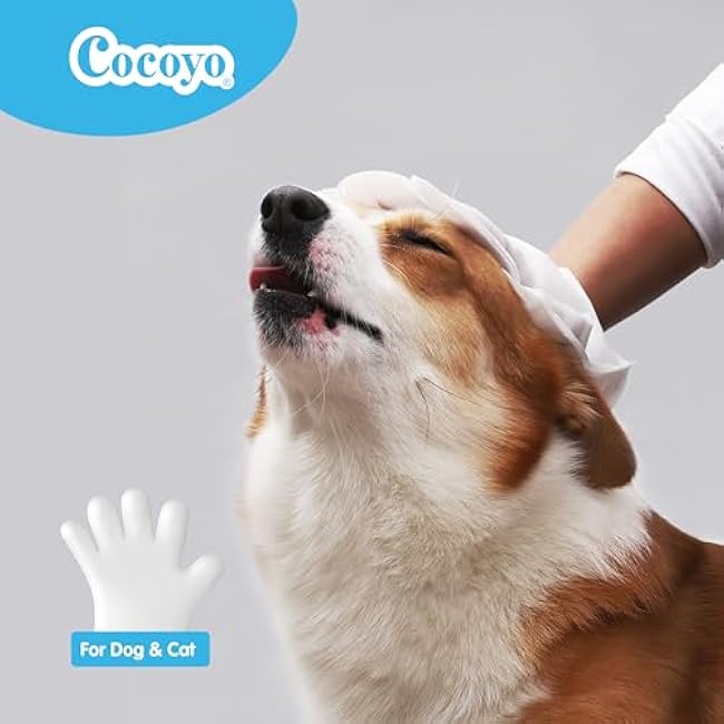 COCOYO Disposable Grooming Glove Wipes for Dogs & Cats I Fur Deodorizing I Fresh Moutain Pine Scent I Rinse Free & Bathing Gloves Wipes (30 Individually-Packed Glove Wet Wipes) (30 Individual Pack)-bMwduxFb