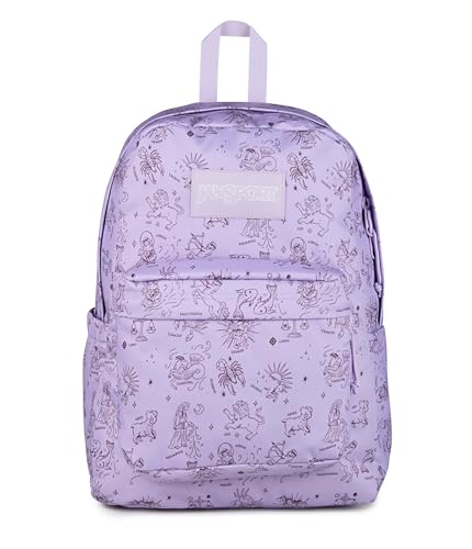 Image of JanSport SuperBreak Plus Backpack with Padded 15-inch Laptop Sleeve and Integrated Bottle Pocket - Spacious and Durable Daypack for Work and Travel, Horoscope Horizons Pastellilac /Mahognyhaze