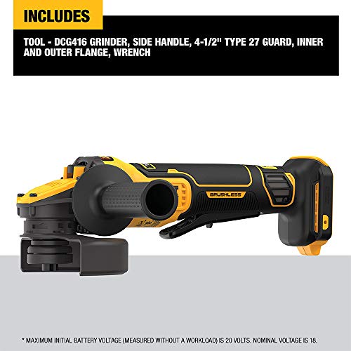 DEWALT FLEXVOLT ADVANTAGE 20V MAX Angle Grinder, Paddle Switch, 4-1/2-Inch to 5-Inch, Tool Only (DCG416B)