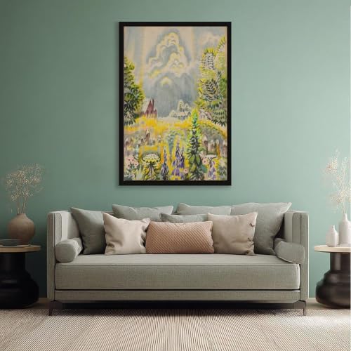 Impression sur toile 40x61cm tableau jardin fleurs nuage Burchfield