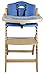 Abiie Beyond Junior Wooden High Chair with Tray - Adjustable and Convertible High Chair for Babies and Toddlers - 6 Months to 250 Lb - Water Resistant - Natural Wood/Blue Cushion