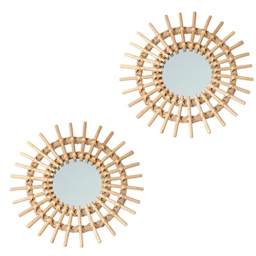 OYPEIP 2 Pack 11" Rattan Innovative Art Decoration Round Makeup