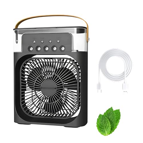 Image of (FIRST TIME IN EVER WITH LIFETIME REPLACEMENT WARRANTY) Elevate comfort with the Portable Air Conditioner Fan. This air fan features a 500 ml water tank with 7 colors LED light Multicolor