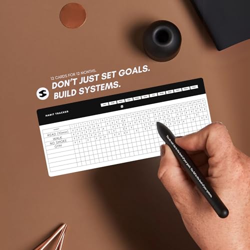 Image of Habit Tracker | Daily and Monthly Habit Tracking Cards - Goal Board, Productivity tool, Habit Journal - Pack of 12 Cards for 12 Months