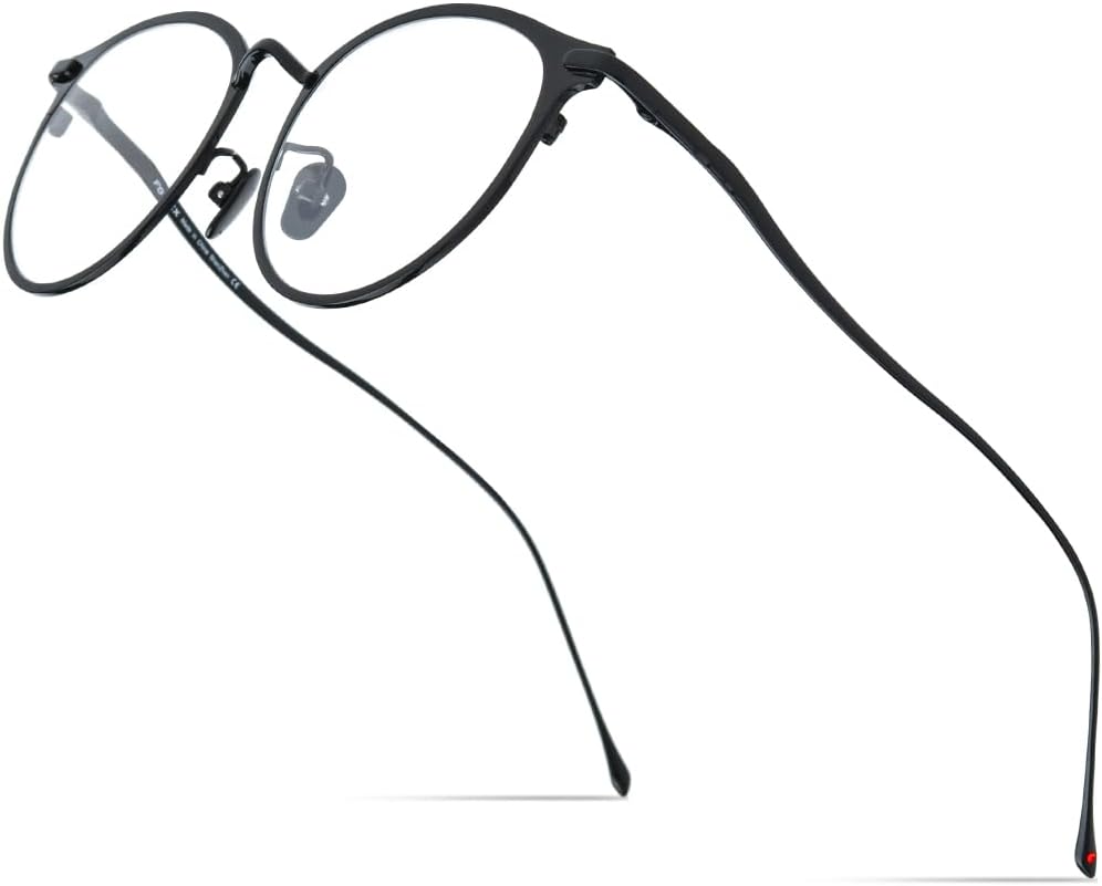 FONEX Titanium Glasses Frame, Women Round Myopia Optical Eyeglasses 8509