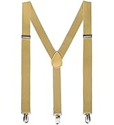 Wizland Men's Suspender Adult Suspender Solid Straight Clip Adjustable Suspender Wide Band with H...