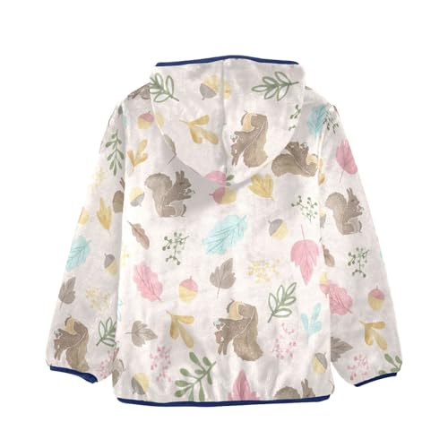 Cute Squirrel and Acorn Girls Fleece Jacket Girls Fall Jacket Girls Zip Up Hoodie Girls Sherpa Jacket 2-10T2