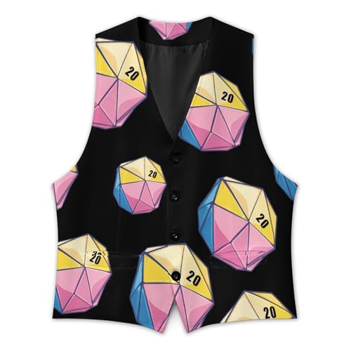 Pansexual Flag Dice Mens Slim Fit Suit Vest Dress Waistcoat Casual Business Vest3