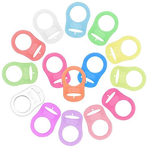 Image of Patelai 15 Pieces Soft Silicone Baby Pacifier Clips Holders Silicone Adapter Rings Holder Baby Nipple Rings Dummy Nipple Holder for Pacifiers(Assorted Colors)