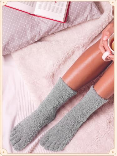 Image of Bencailor 3 Pairs Women Fuzzy Toe Socks Womens Soft Fuzzy Plush Warm Fluffy Winter Home Slipper Socks for Women Men, Size 5-9