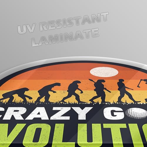 Image of Funny Golf Stickers - 5 Inch Waterproof Vinyl Decals - Choose from 10 Humorous Designs - Perfect for Cars, Golf Carts, Laptops, Windows, Bumpers & More (Golf Evolution)