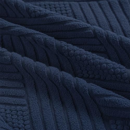 Image of House of Quirk Elegant Jacquard Chair Cover - 220 GSM Stretch Fabric, Universal Fit, Washable Short Dining Seat Protector Slipcover (Navy, Pack of 1)
