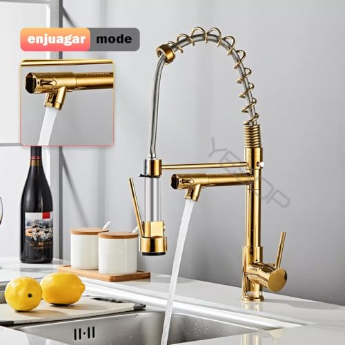 YESOP Torneira Gourmet Para Cozinha Dourada Bancada Misturador Acabamento Brilhante Cor Dourado