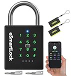 Foxlock Heavy Duty Smart Padlock with Key, Pad Lock with Code Keypad, Weatherproof Bluetooth RFID Keyless Electronic Digital Combination Lock for Gate Outdoor Fence Storage Unit Locker Pool Shed