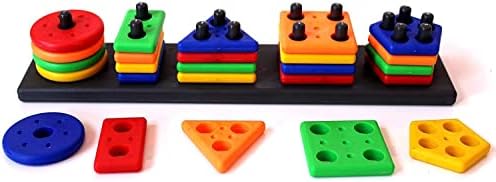 Mihar Enterprise Kids Plastic Stacking and Shorting Blocks Toys Angle Geometry Shape Sorting Board Building Shapes Toy (Multi)
