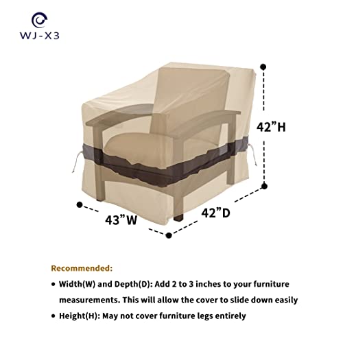 Wj-X3 Patio Chair Cover, Outdoor Lounge Cover, Heavy Duty, Waterproof Lawn Chair Covers, 43W X 42D X 42H, Beige/Coffee, 2-Pack #TOP1