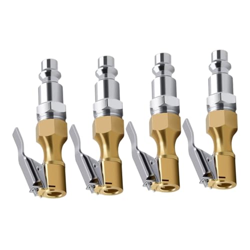 Happyyami 4Pcs Heavy Duty Air Chuck Adapter for Tire Inflator Fit Air Compressor Chuck Durable Quick Connect Tire Clamp Suitable for Cars Motorcycles and Bicycles