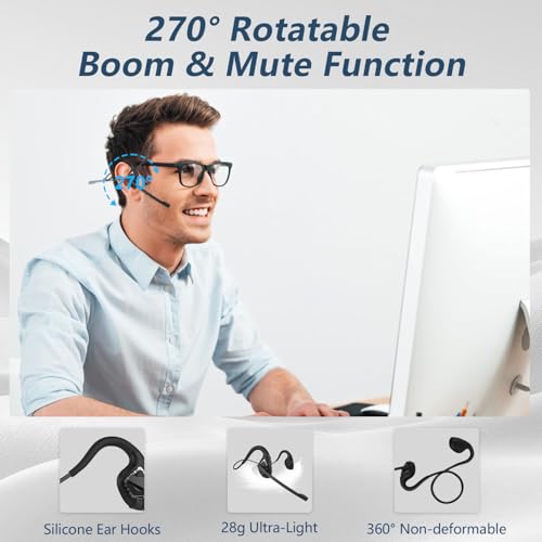 Image of BANIGIPA Bluetooth Headset with Microphone, Open Ear Headphones with Mic