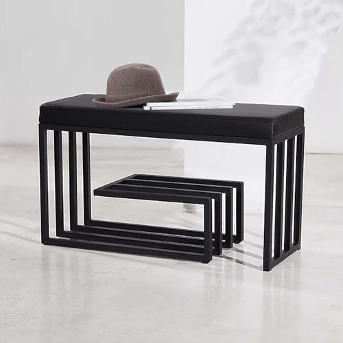 Banc à chaussures industriel noir meuble de rangement 3 niveaux gain de place petit couloir