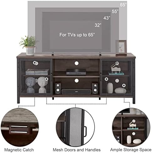 FATORRI Industrial Entertainment Center for TVs up to 55 60 65 Inch, Rustic W...