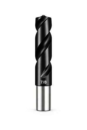 Woodline Black Oxide 7/8 inch Drill Bit, M2 High-Speed Steel, 135 Tip,1/2 Inch Round Shank, 7/8", 1 Pack