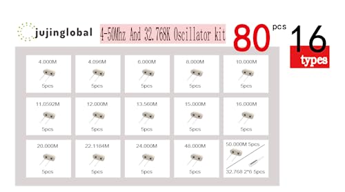 image for jujinglobal 80pcs 16 Types Crystal Resonators Oscillator Assortment Ki