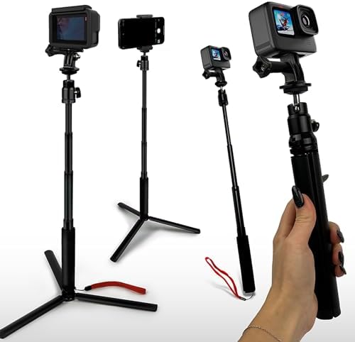 Selfie Stick Extensible 4 Sections Pour GoPro Et Action Cams - Longueur Réglable De 28 à 90 Cm - Marque Ayex