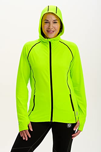 Time To Run Womens Running Hoodie - Thermal Running Jacket Also Ideal For Gym And Sports With Pockets & Thumbloops Size 18 Lime - Image 3