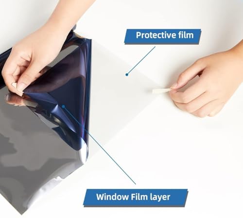 Image of WISDOM One Way Blue Window Film Tint Anti UV Heat Control Privacy Protecting Sun Blocking Reflective Window Film for Home & Office (Blue, 20 x 48 in)