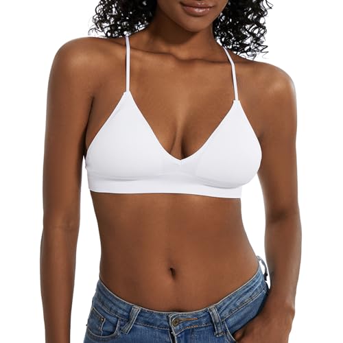 Image of Seamless Bra for Women Low Back Bralette Wirefree Spaghetti Bra with Padded Removeable