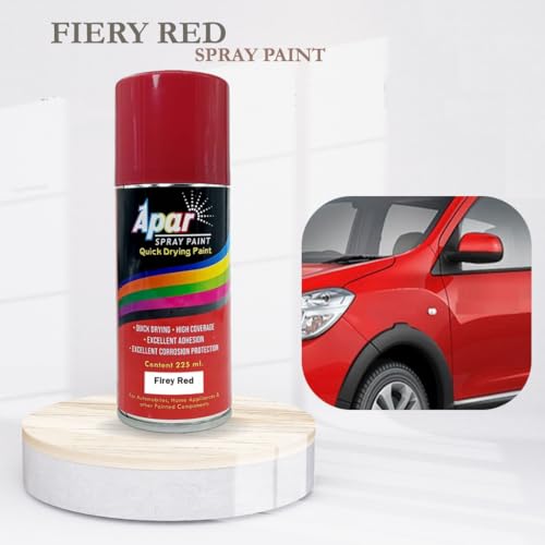 Image of APAR Automotive Spray Paint Fiery Red (RC Colour Name) + GC Compatible for Renault cars -225 ml (Pack of 2-Pcs)
