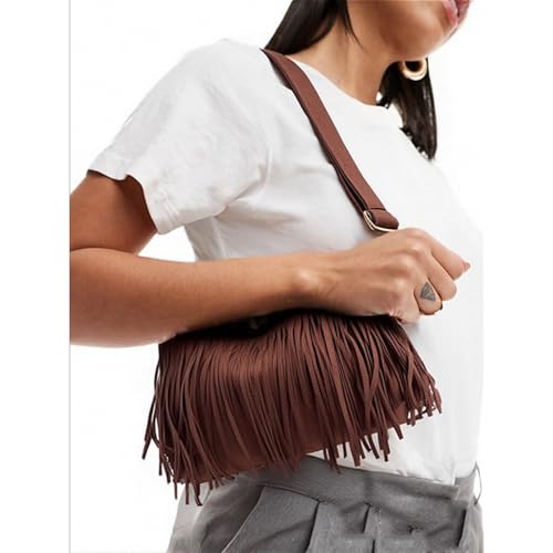 Image of Fringe Hobo Bags for Women - Vintage Suede Tassel Hippie Crossbody Bag Western Purse Cowgirl Purses Tassel Shoulder Bag