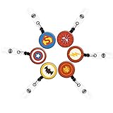 6 Pack Retractable Badge Holder Reel, 1.2 Inch Polished ID Badge Holder with Belt Clip High Strength Name Tag Lanyard Anti-Lost Clip for Name Card ID Card Keychain