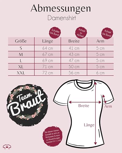 JGA Junggesellenabschied Frauen – Team Braut Blumenkranz – L – Schwarz – t Shirt Braut junggesellenabschied – L191 – Tailliertes Tshirt für Damen und Frauen T-Shirt - 3