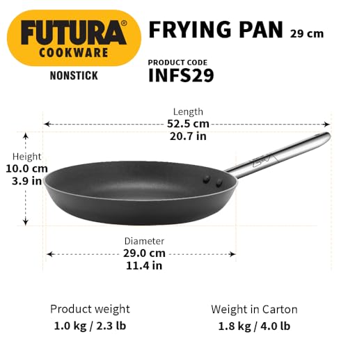 Image of Hawkins Futura 30 cm Frying Pan, Non Stick Fry Pan with Stainless Steel Handle, Induction Frying Pan, Big Black (INFS29)