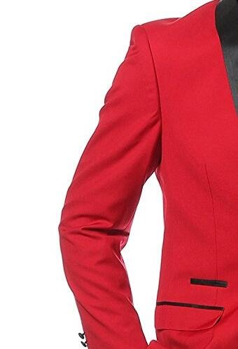 Men's Red Jacket Black Pants Suits 2 Pieces Wedding Suits for Men Groom Tuxedos Party Suit3
