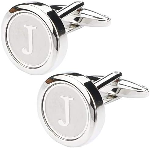 Dannyshi Mens Classic Stainless Steel Initial Cufflinks 26 Alphabet Initial Letter Cufflinks Business Wedding Shirts A-Z