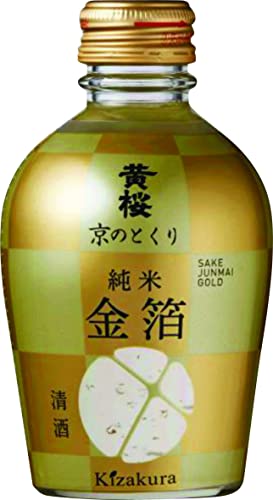 Kizakura Sake Gold mit Goldflocken 180ml | Kyo no Tokuri Junmai 14% vol. | traditionell gebraut Cover