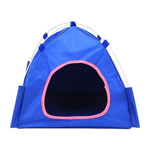 Katzenhütte für den Innenbereich, waschbar, für Hunde, Welpen, atmungsaktives Haustierhaus, faltbares Außenbett, Heimtierbedarf Hundehöhle Für Mittelgroße Hunde (Blue, One Size) Cover