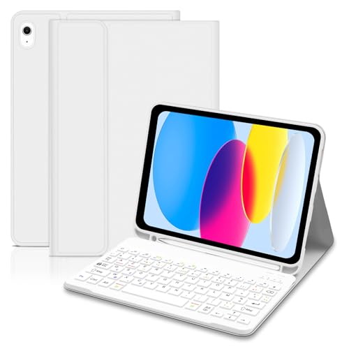 Lielax Coque Clavier pour iPad 10/11Ème Génération (10.9 Pouces 2022/11 Pouces A16 2025), AZERTY Layout Clavier Magnétique Ultra-Mince Détachable Bluetooth avec Porte Crayon pour iPad 11/10 Gén, Gris