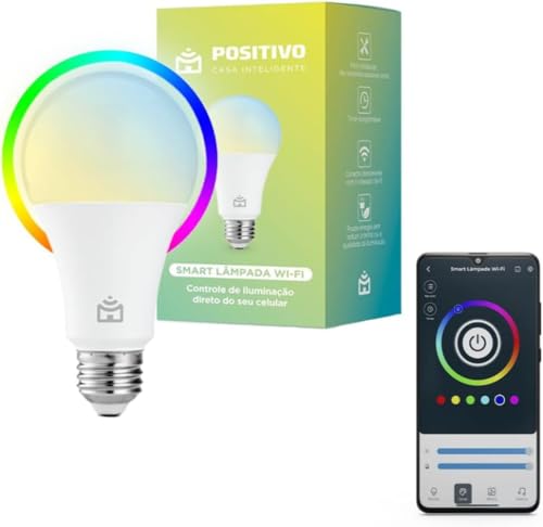Smart Lâmpada Wi-Fi Positivo Casa Inteligente, Iluminação Branca (Quente e Fria) e RGB (Até 16 Milhões de Cores), 10W, 902 Lúmens, LED, Bivolt, Compatível com Alexa e Google Assistente Smart Lâmpada Wi-Fi Positivo Casa Inteligente, Iluminação Branca (Quente e Fria) e RGB (Até 16 Milhões de Cores), 10W, 902 Lúmens, LED, Bivolt, Compatível com Alexa e Google Assistente