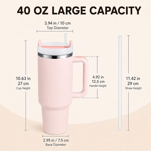 Image of Pandance 4 Pack 40 oz Tumbler with Handle and Straw Bulk, Quartz