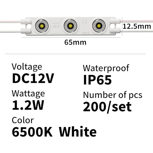 Image of 200 pcs Channel Letter LED Commercial Module Strip 6500K White Light IP65 Waterproof for Advertising Signs with Tape Adhesive Backside for Outdoor