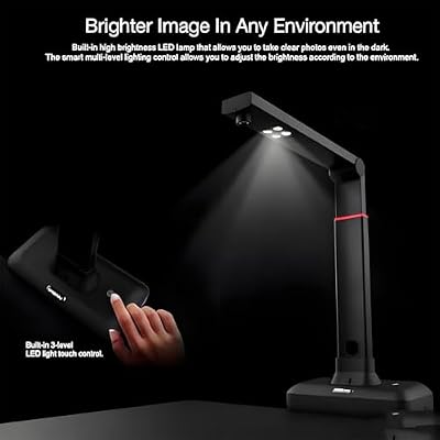 A2/A3 Large Format Camera Scanner Document Scanner - USB Document Camera, Book Scanner | Automatic Page Correction, OCR in 130+ Languages, LED Light, Ideal for Archiving, School & Office