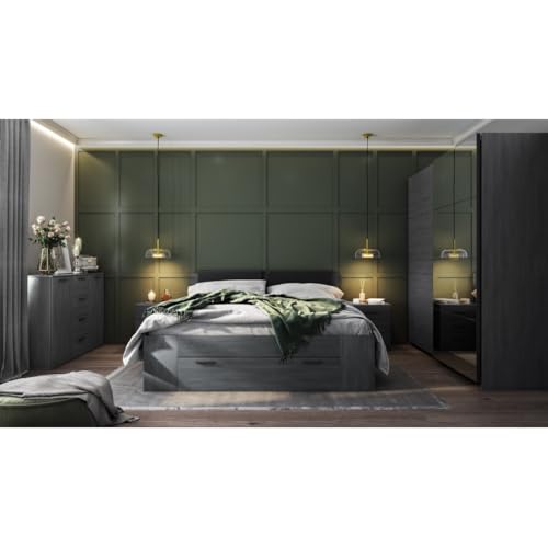 Mobile Design Con 2 Ante E 4 Cassetti 130Cm. Collezione Floyd Colore Grigio Effetto Legno. - 4