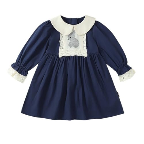 Mud Kingdom Girls Dresses Peter Pan Collar Puff Ruffle Dress for Kids Long Sleeve