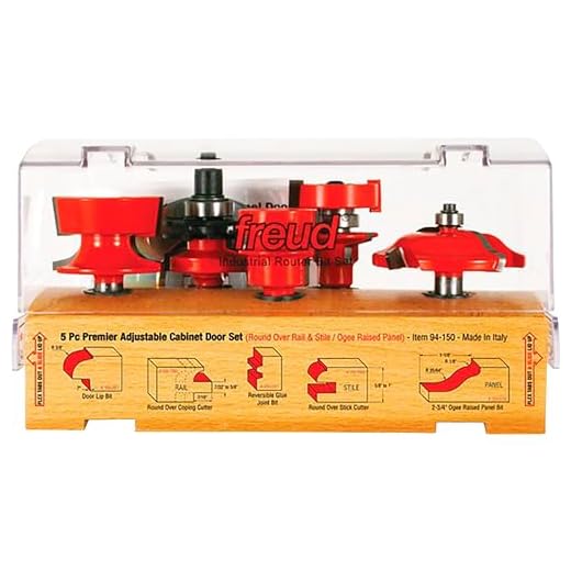 Freud 94-150: 5 Piece Premier Adjustable Cabinet Bit Set