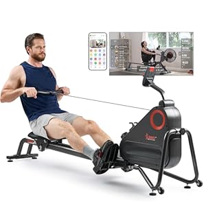 Sunny Health & Fitness Magnetic Rowing Machine for Home Exercise, Quiet & Smooth Rower with Compact Storage and Optional Free SunnyFit App Connectivity