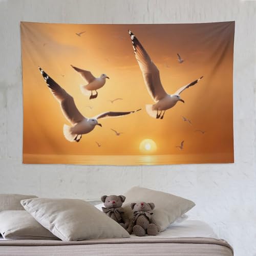 Tapisserie murale mouette PAZZK 150x230cm grand format pour decoration salon et chambre